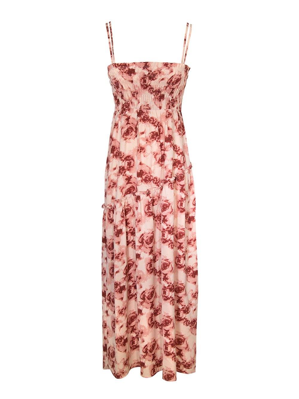 Adjustable Maxi Dress - Floral Rose Print - OCEAN MYSTERY