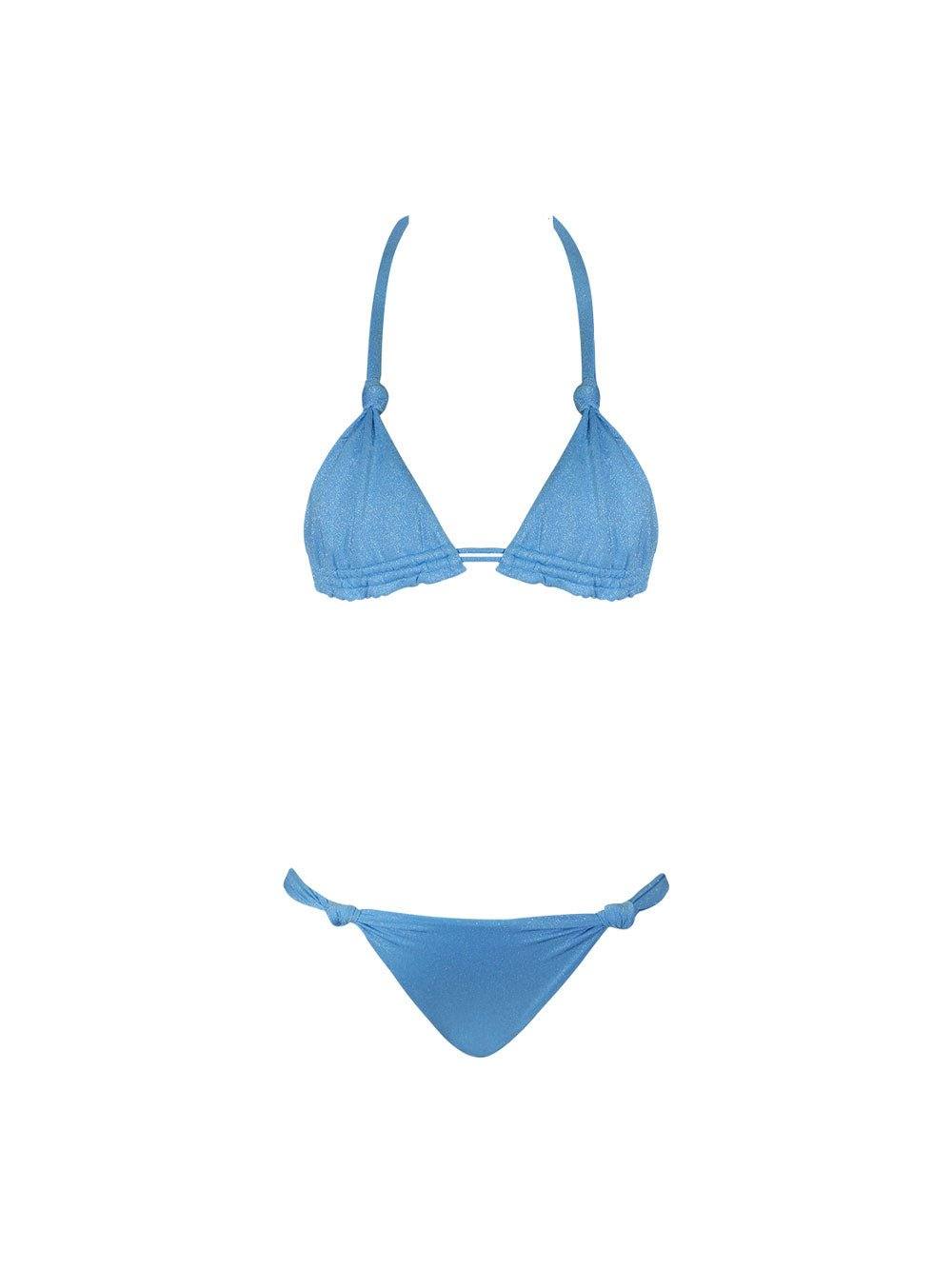 Halter Neck Thick Bandeau Bikini - Carolina Blue - OCEAN MYSTERY