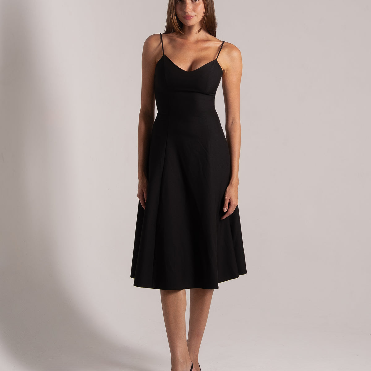 V-Neck Spaghetti Strap Midi Dress