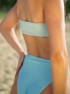 A Women Wearing Turkish & Air Force Strapless Irregular Cut Out One Piece Swimsuit - OCEAN MYSTERY