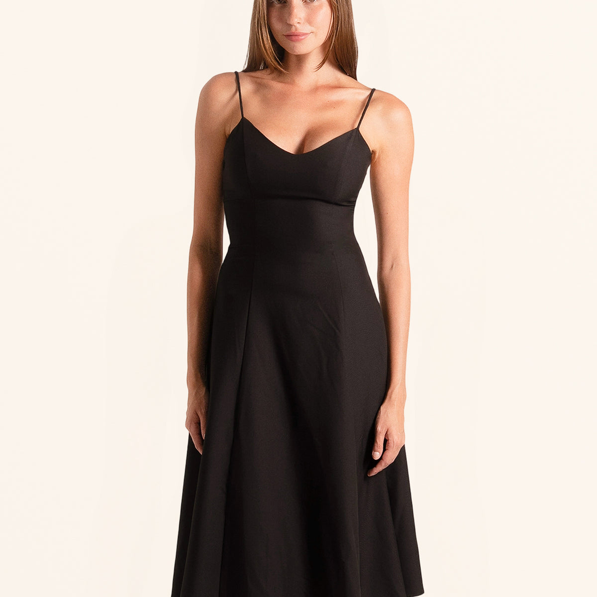 Black Midi Dress V-Neck & Adjustable Straps Ocean Mystery AU OCEAN MYSTERY Black Midi Dress V-Neck & Adjustable Straps Ocean Mystery AU OCEAN MYSTERY