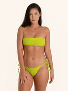 Lime green bandeau swim top designed for a flattering fit.
