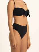 Ocean Mystery black bikini bottom with flattering high waist design