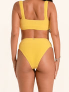 OCEAN MYSTERY bikini bottom in mustard yellow with supportive wide waistband.