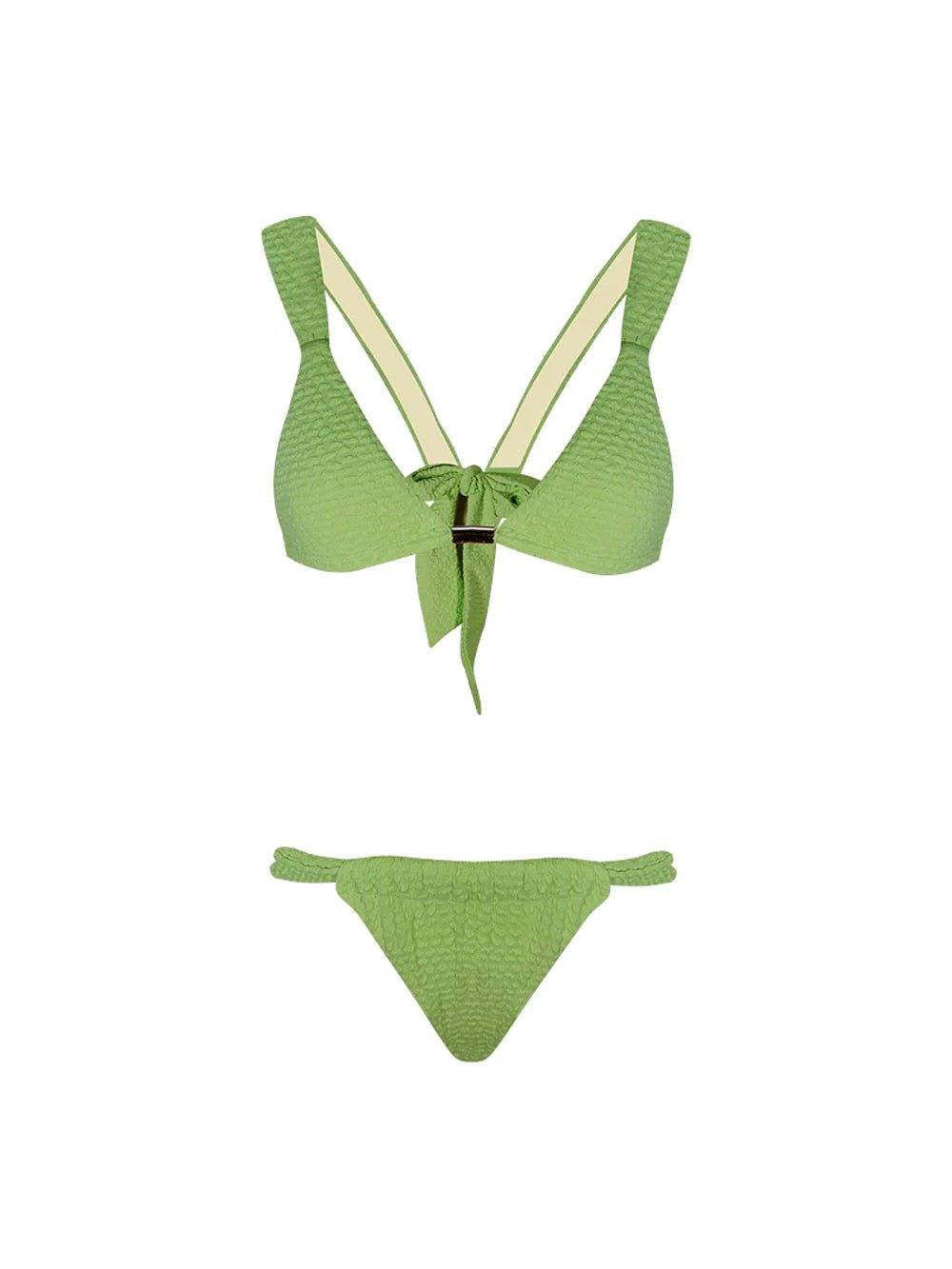 Jacquard Fixed Triangle Bikini - Green - OCEAN MYSTERY