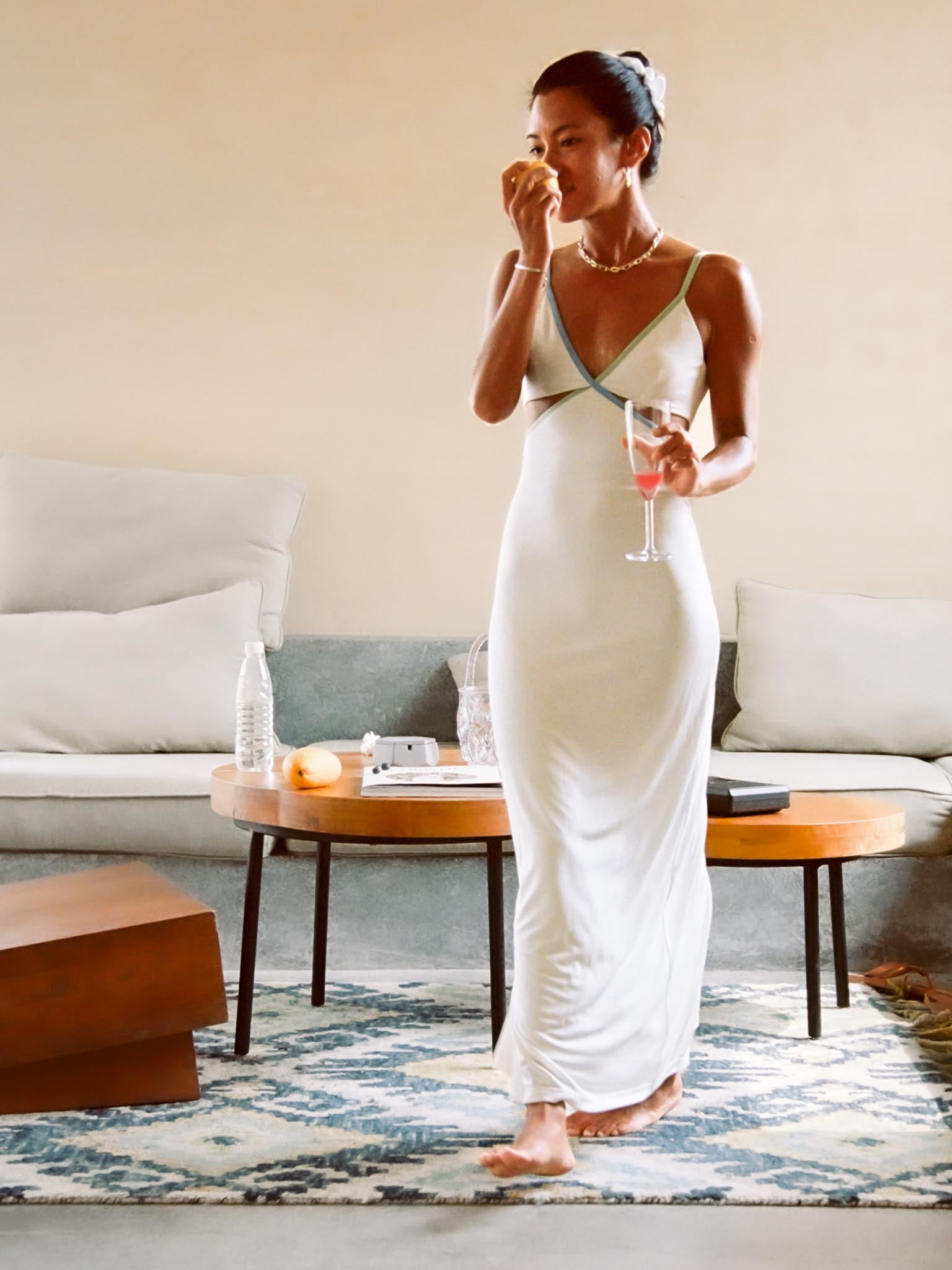 Webbing White Maxi Dress