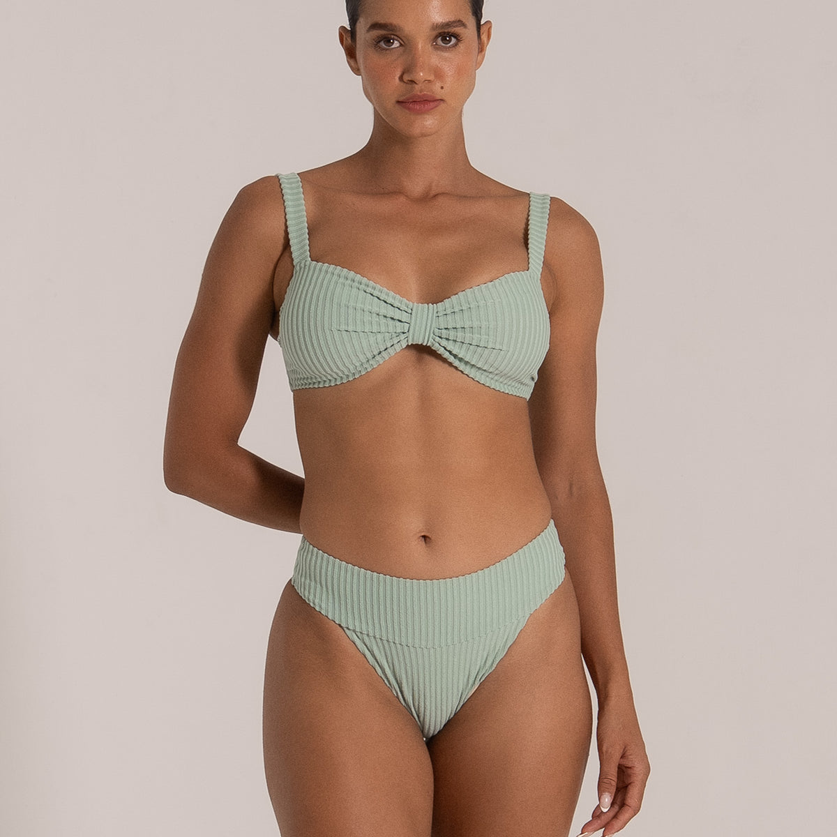 High Waist Bikini Bottom - Mint Green