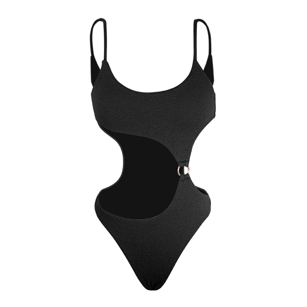OM210308 Jacquard Irregular Cut One-piece Swimsuit