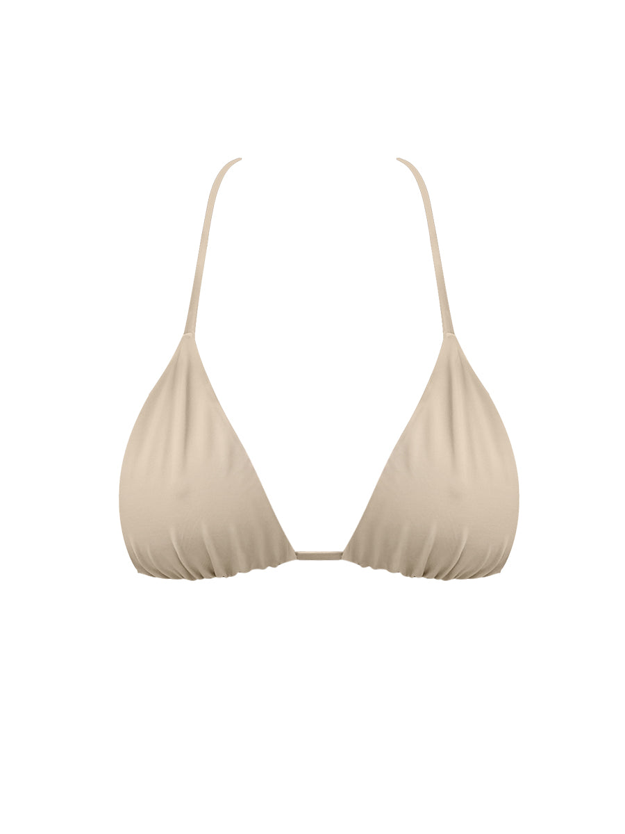 Beige Triangle Halter Bikini Top – Elegant Milk Tea Shade