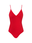 Chic Red One-Piece Swimwear – Adjustable Straps and Textured Design