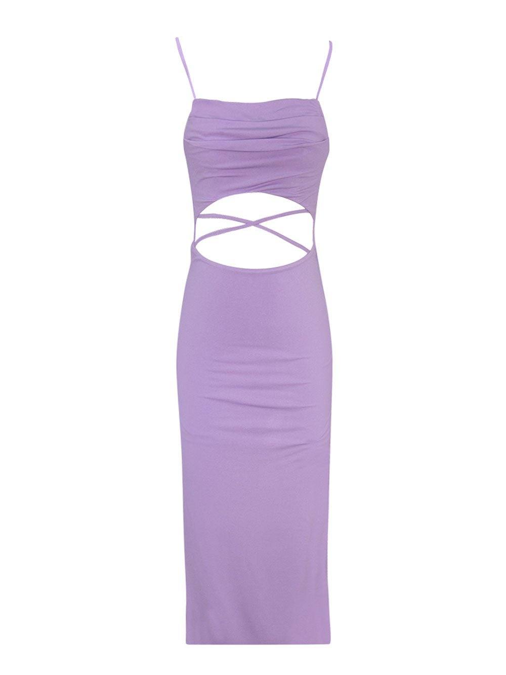 Cut Out Backless Maxi Dress - Lilac Purple - OCEAN MYSTERY