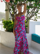 Elegant Slit Floral Maxi Dress with Delicate Spaghetti Straps