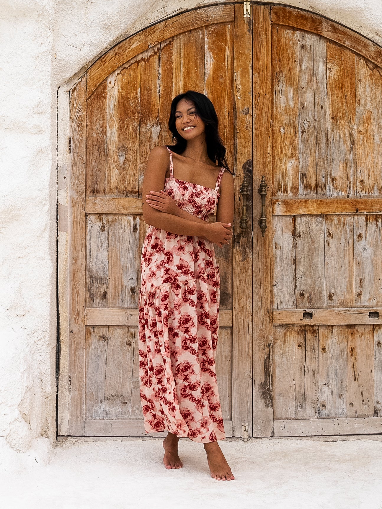 Floral Adjustable Maxi Dress – Stunning Rose Print for a Stylish Look