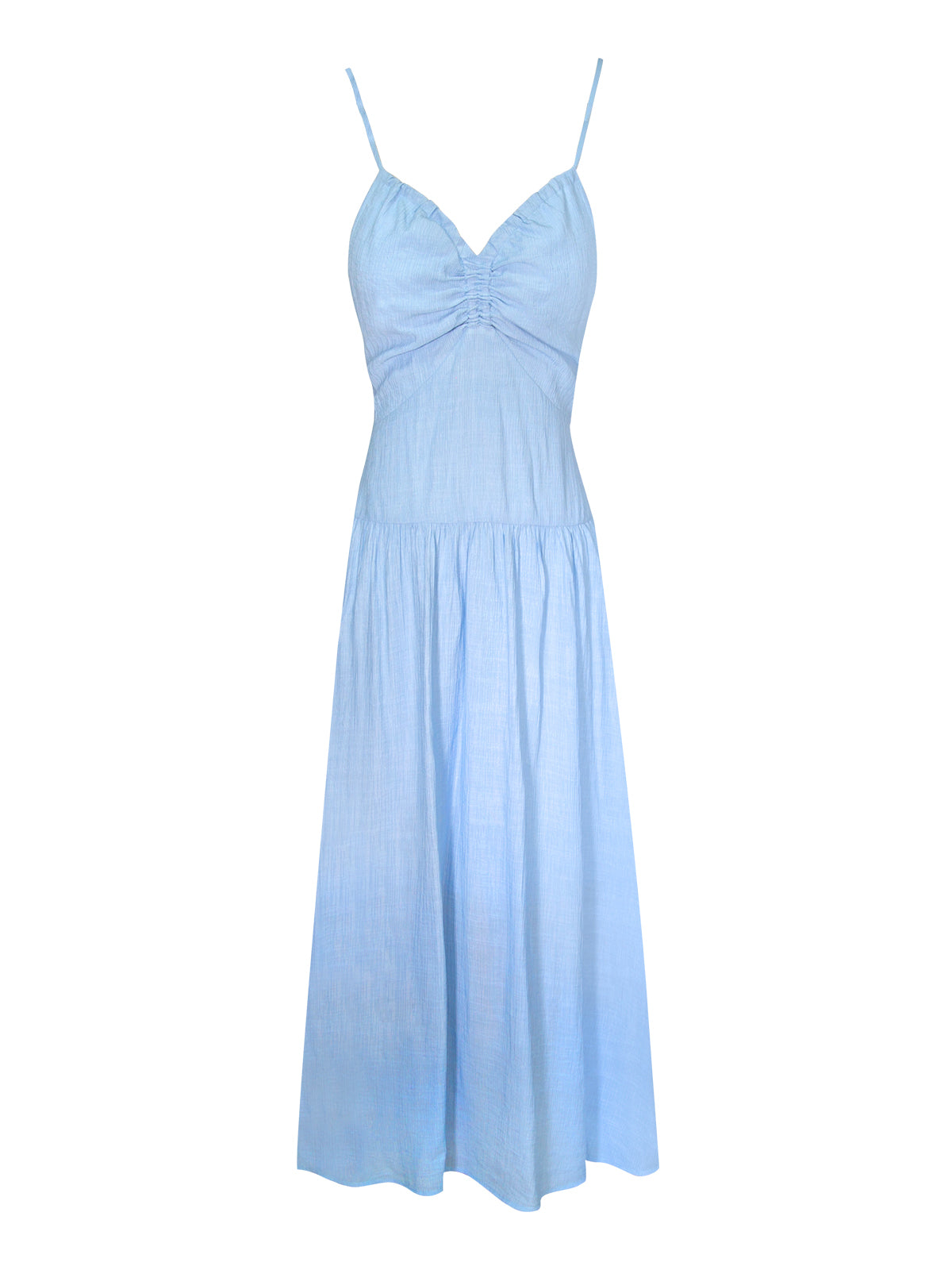 Baby blue spaghetti strap dress for women.