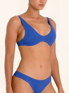 Chic royal blue bikini top with modern support fit.