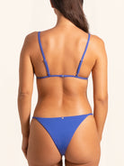Women’s cobalt blue swim bikini top with flattering cut.