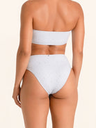 High waisted light blue bikini bottom swimwear with sleek design.