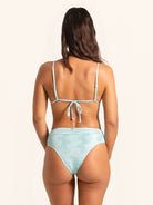 Stylish ice blue bikini bottom in high-waist fashion fit with soft fabric.