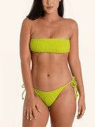 Lime green bikini bottom featuring classic side tie design.
