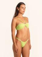 Lime green tanga bikini bottom in a bold sexy style.
