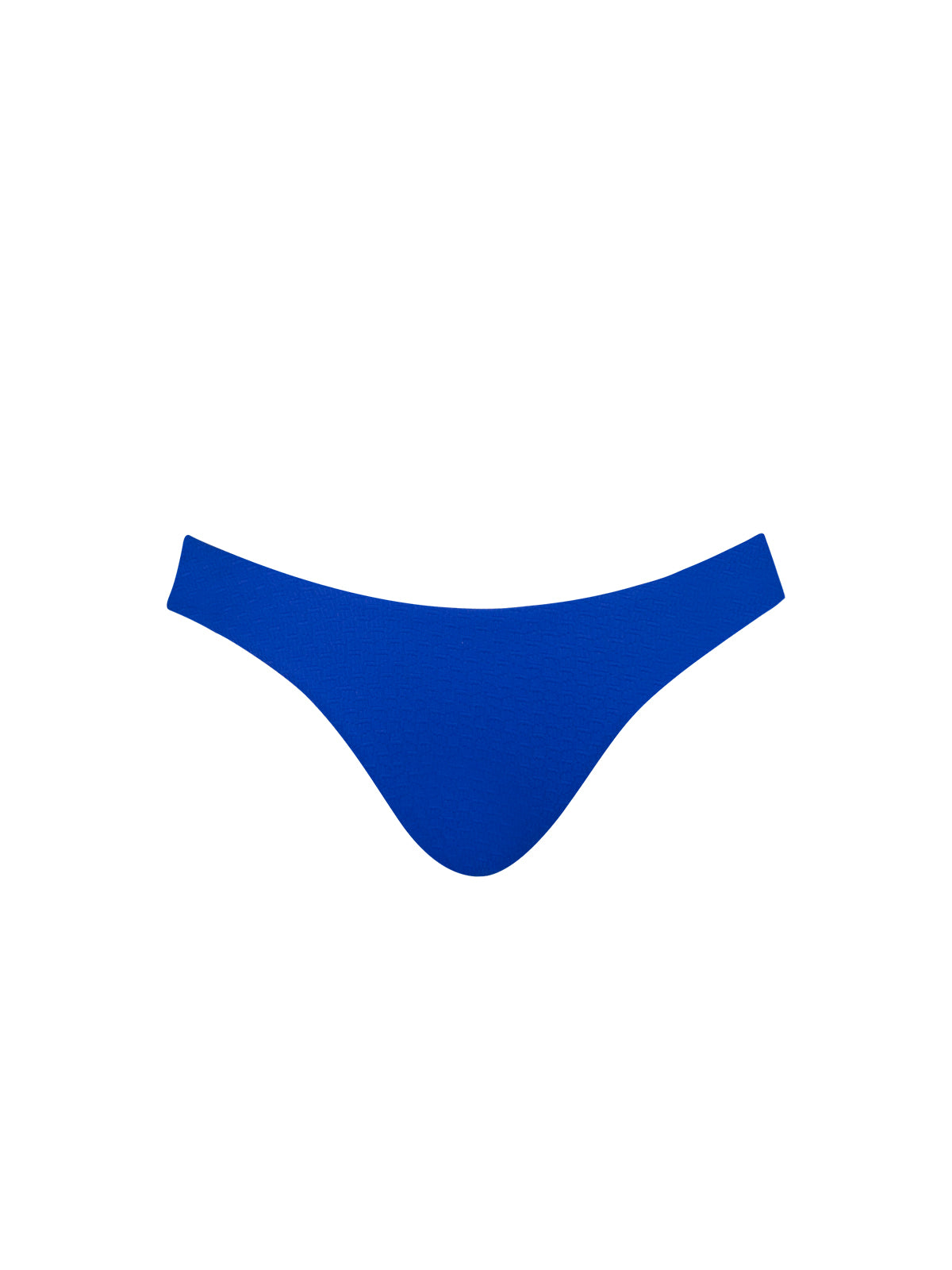 Navy blue semi-cheeky bikini bottoms with partial hip coverage, designed for a flattering silhouette on beach vacations.