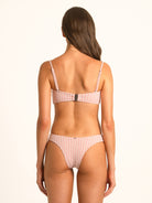 Ocean Mystery red gingham bikini bottom with high leg cut and minimal seams.