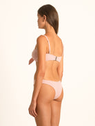 Ocean Mystery red gingham hipster bikini bottom featuring mid-rise waist and modern flattering shape.