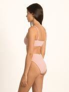 Ocean Mystery red gingham square neck bikini top designed with clean lines and minimal aesthetic.