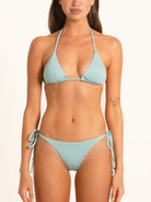 Ocean Mystery light blue bikini bottom with side tie straps and sleek minimal design.