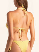 OCEAN MYSTERY mustard yellow triangle swimwear top for women.