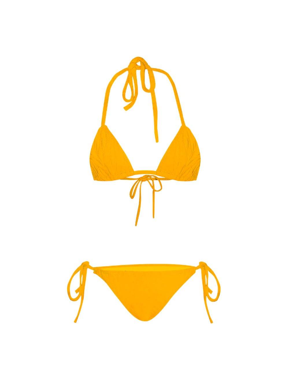 Zebra Print Jacquard Triangle Strappy Bikini - Orange - OCEAN MYSTERY