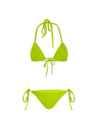 Zebra Print Jacquard Strappy Triangle Bikini - Lime Green - OCEAN MYSTERY
