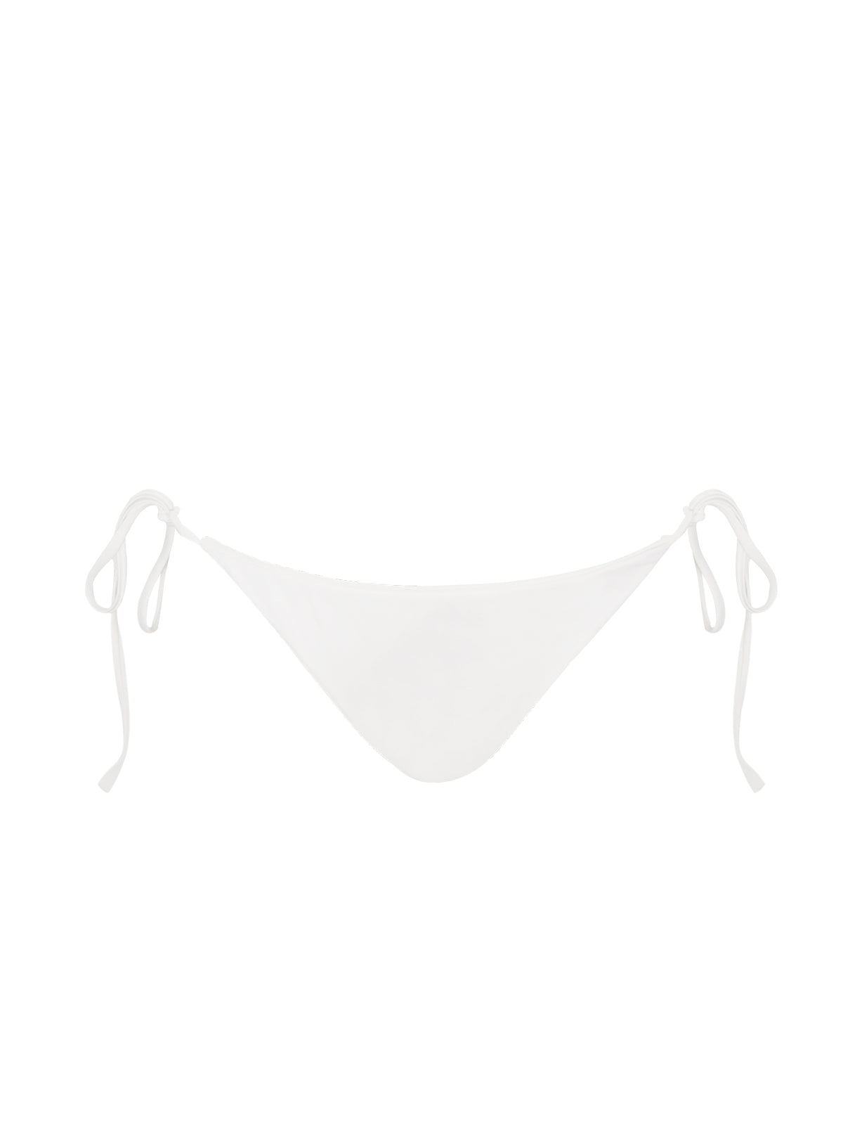 Women's white bikini bottoms with adjustable side ties.