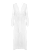 Vacation Waist Tie White Dress - OCEAN MYSTERY