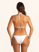 White cheeky bikini bottom with tie sides.