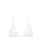 White ribbed halter bikini top with adjustable tie for a chic beach look