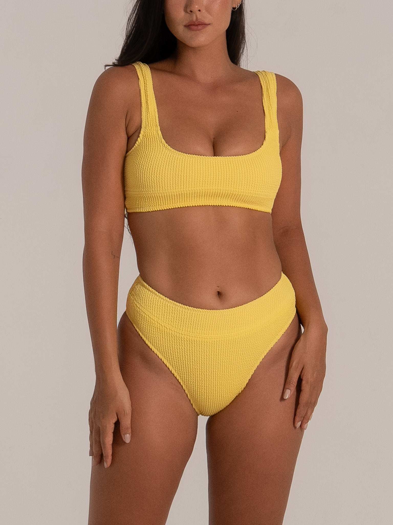 yellow high neck bikini